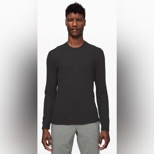 Lululemon Shift Stitch Henley Black Men’s M Waffle Knit Casual Minimalist Black
